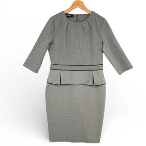 Homeyee Peplum Fitted Dress Zip Back Gray Size Large